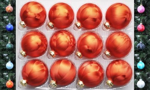 Thüringer Glasdesign JACK 12x Glas Eislack Christbaumkugeln 6cm Orange/Rost Weihnachtskugeln Kugel von Thüringer Glasdesign