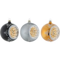 Thüringer Glasdesign Weihnachtsbaumkugel "Black&White&Gold, Weihnachtsdeko, Christbaumschmuck", (Set, 3 St.), hochwertige Christbaumkugeln aus Glas, Refelexkugeln von Thüringer Glasdesign