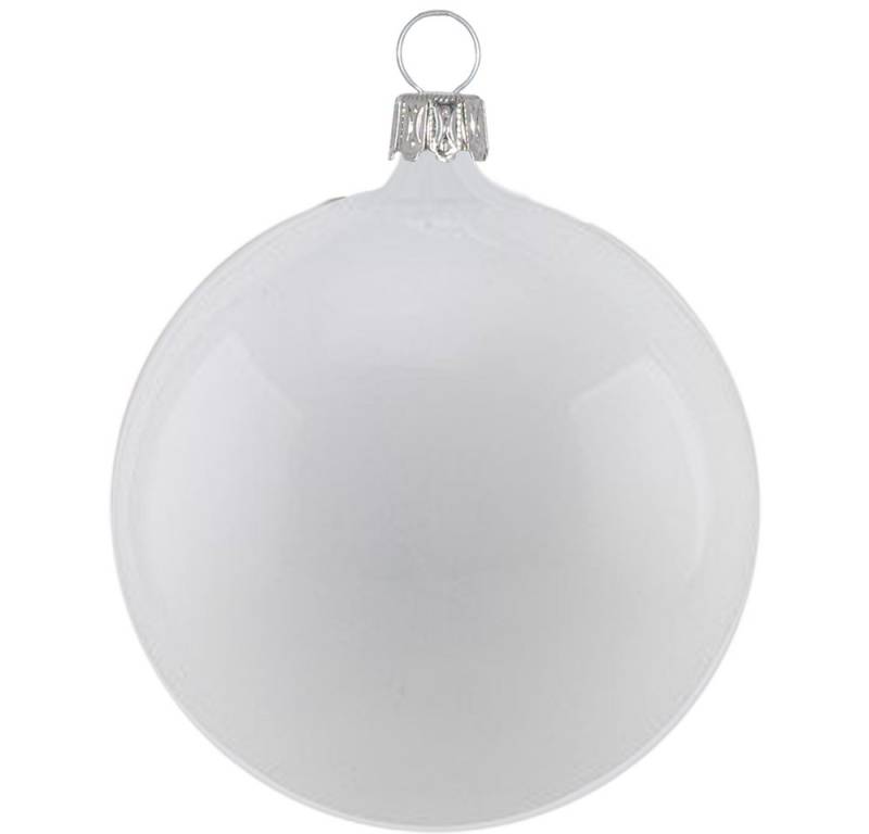 Thüringer Glasdesign Weihnachtsbaumkugel Christbaumkugel Set weiß matt (1 St), mundgeblasen von Thüringer Glasdesign