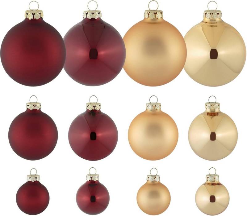 Thüringer Glasdesign Weihnachtsbaumkugel Christbaumkugeln aus Glas, 40 tlg. Set, Weihnachtsbaum-Schmuck, Glas von Thüringer Glasdesign