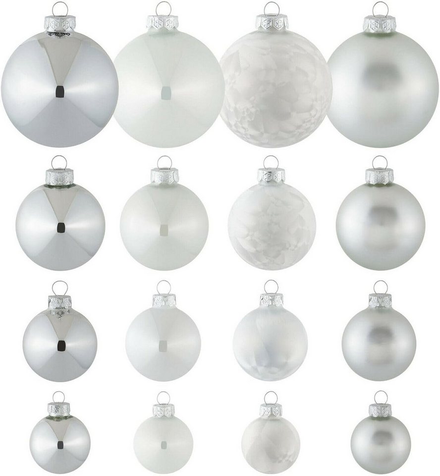 Thüringer Glasdesign Weihnachtsbaumkugel Christbaumkugeln aus Glas, 40 tlg. Set, Weihnachtsbaum-Schmuck, Glas von Thüringer Glasdesign