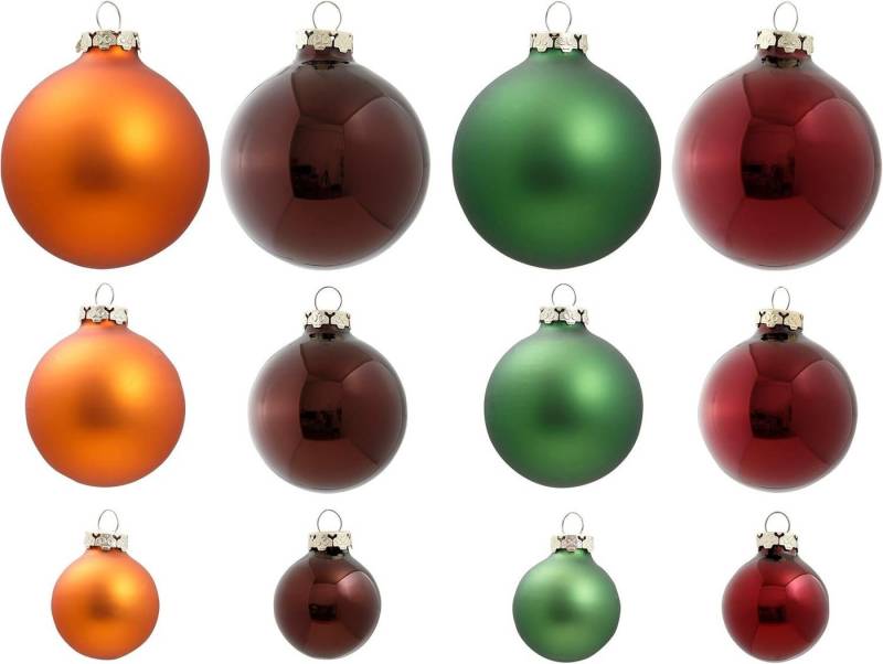 Thüringer Glasdesign Weihnachtsbaumkugel Christbaumkugeln aus Glas, 40 tlg. Set, Weihnachtsbaum-Schmuck, Glas von Thüringer Glasdesign