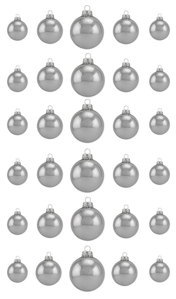 Thüringer Glasdesign Weihnachtsbaumkugel Glaskugeln Christbaumkugel Sortiment Uni - 30-teilig - Made in Germany (30 St), aus Glas von Thüringer Glasdesign