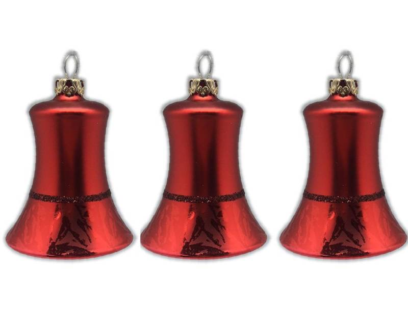 Thüringer Glasdesign Weihnachtsbaumkugel Glocken Set" 5 cm (3 Stück) - Christbaumschmuck aus Glas - Made in Germany (3 St), Mundgeblasen" von Thüringer Glasdesign
