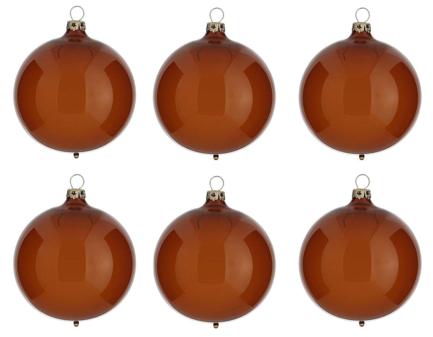 Thüringer Glasdesign Weihnachtsbaumkugel Transparent (6 St), braun von Thüringer Glasdesign