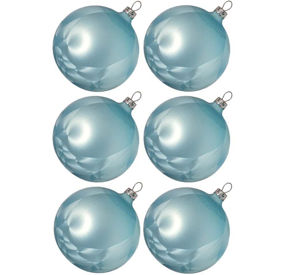 Weihnachtsbaumkugel Weihnachtskugel-Set Eislack hellblau (6 St), mundgeblasen von Thüringer Glasdesign