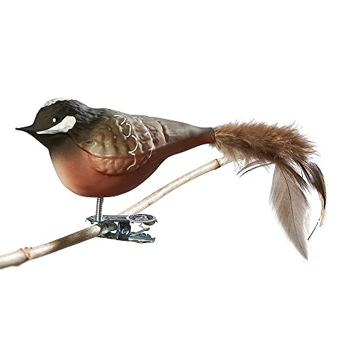 Birds of Glass® Glas-Vogel, Tannenmeise mit Naturfeder | Glasschmuck Made in Germany aus eigener Herstellung | deko Vogel mit Clip, Glasvogel, echter Lauschaer Christbaumschmuck, für Innenbereich von Thüringer Weihnacht