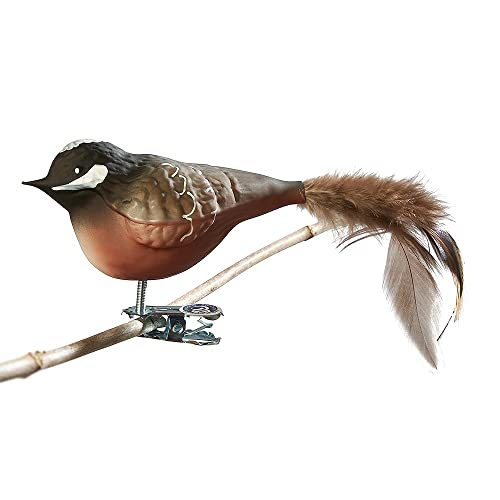 Birds of Glass® Glas-Vogel, Tannenmeise mit Naturfeder | Glasschmuck Made in Germany aus eigener Herstellung | deko Vogel mit Clip, Glasvogel, echter Lauschaer Christbaumschmuck, für Innenbereich von Glas-Bartholmes