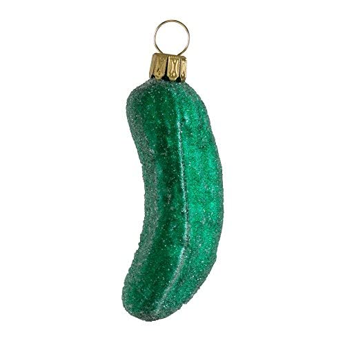 Glas Weihnachtsgurke mittel grün gefrostet | aus der Glasbläserregion Lauscha | die Gurke für den Weihnachtsbaum als Baumschmuck | American Pickle, Christbaumgurke, Glasgurke Weihnachtsdeko 8 cm von Thüringer Weihnacht