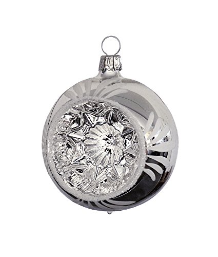 Thüringer Weihnacht 52-069 Christbaumkugel mit Reflex, 7 cm, Silber mit weißen Blättern, 3 Stück Thüringer Weihnacht 52-069 Christbaumkugel mit Reflex, 7 cm, Silber mit weißen Blättern, 3 Stück von Glas-Bartholmes