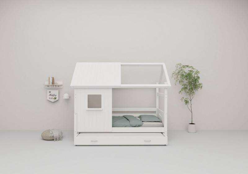 Thuka Hausbett Thuka Nordic, Kinderbett im Skandinavisches Design, incl Rollrost, Fenster im Dach von Thuka