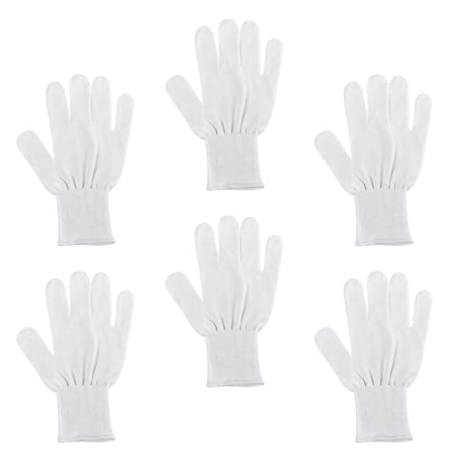 ThumbUP-Supersoft-Pack von 6 Paaren Baumwollhandschuhe 100%,für Rechts- und Linkshänder, ohne Nähte, elastischer Handgelenk, waschbar, Weiß, Größe S von ThumbUP