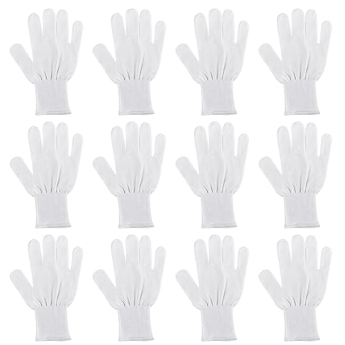 ThumbUP-Supersoft-Pack von 12 Paaren Baumwollhandschuhe 100%,für Rechts- und Linkshänder, ohne Nähte, elastischer Handgelenk, waschbar, Weiß, Größe L von ThumbUP