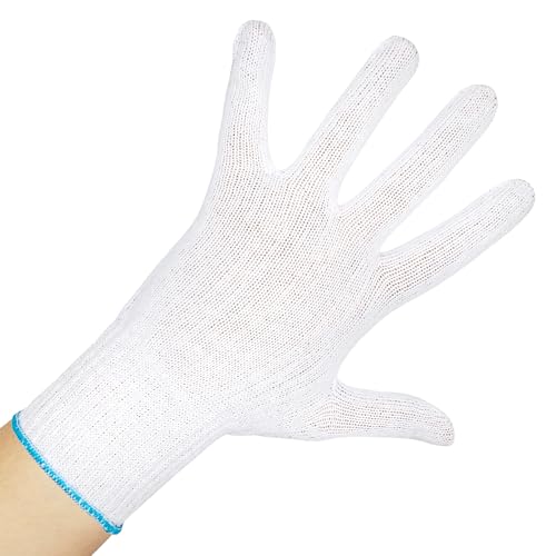 ThumbUP-Supersoft-Pack von 12 Paaren Baumwollhandschuhe 100%,für Rechts- und Linkshänder, ohne Nähte, elastischer Handgelenk, waschbar, Weiß, Größe M von ThumbUP