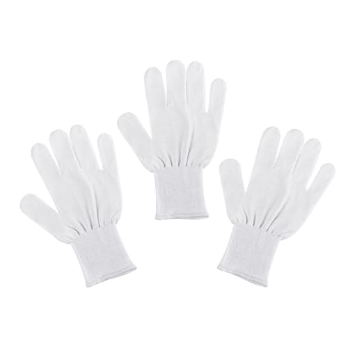 ThumbUP-Supersoft-Pack von 3 Paaren Baumwollhandschuhe 100%,für Rechts- und Linkshänder, ohne Nähte, elastischer Handgelenk, waschbar, Weiß, Größe L von ThumbUP