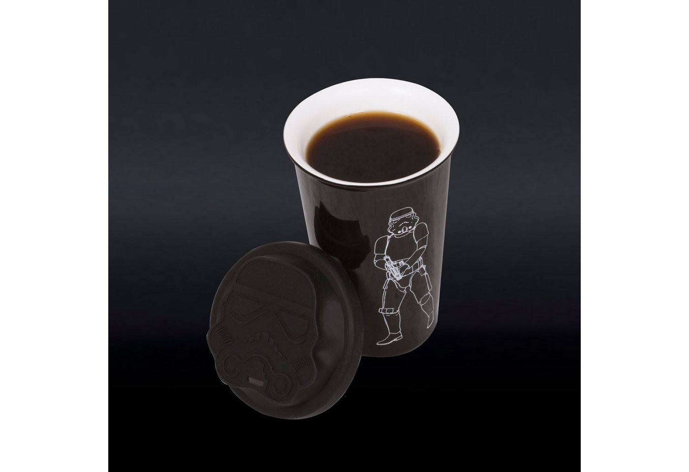 Thumbs Up Coffee-to-go-Becher Original Stormtrooper - Keramikbecher mit Silikondeckel (schwarz), Keramik von Thumbs Up