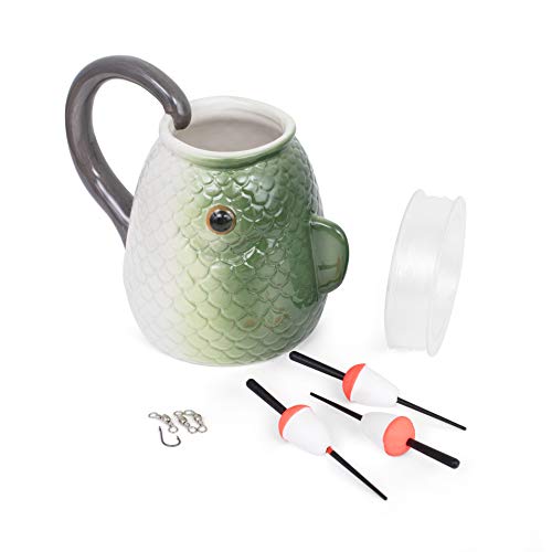 Thumbs Up Tasse "Gift Mug - Fishing" Geschenktasse Angeln inkl. Zubehör Set Keramik 350 ml von Thumbs Up