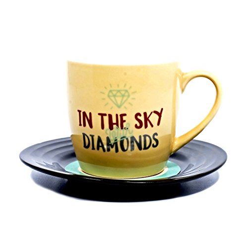 Thumbs Up LMMUGDIA Tassen-Set Lyrical Mug Diamonds - Lennon and McCartney, Keramik, beige, 15.78 x 10 x 15.7 cm, 2 EInheiten von Thumbs Up