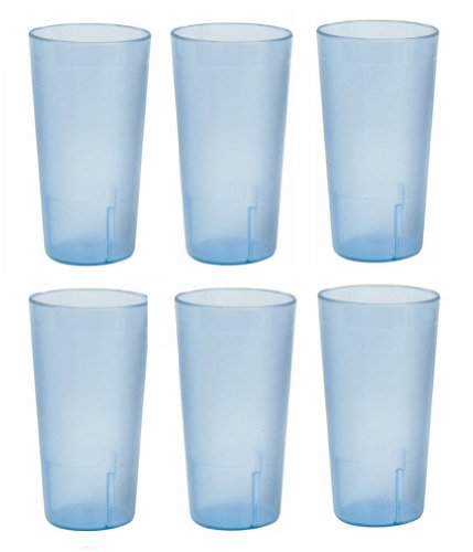 20 Ounce Restaurant Tumbler Beverage Cup, Stackable Cups, Break Resistant Commmerical Plastic, Set of Six - Blue by Thunder Group von Thunder Group