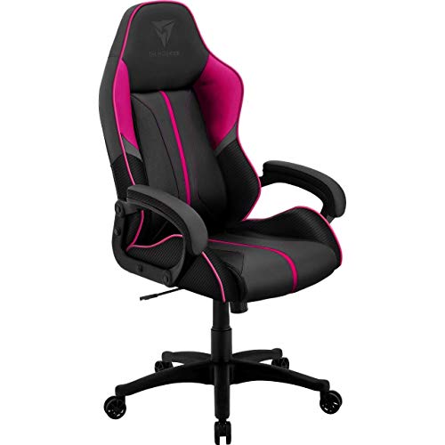 ThunderX3 BC1 BOSS Spielstuhl, Gaming Stühle Chair PC, Ergonomisch, Schreibtischstuhl, Buerostuhl mit Verstellbarer Rueckenlehne, Kohlefaser Look (Grau/Lila) von ThunderX3