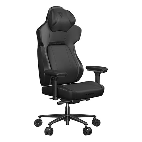 ThunderX3 CORE Modern - Ergonomischer Gaming Stuhl, Sitzfläche neigbar, Lendenwirbelstütze, Memory Foam Kopfstütze, Fußstütze, Kunstleder – Schwarz von ThunderX3