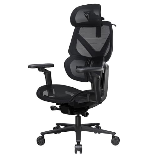 ThunderX3 Flex Pro Mesh Ergonomischer Bürostuhl – Verstellbarer Gaming Stuhl mit hoher Rückenlehne, Lendenstütze, Synchron- und Vorwärtsneigung, 19D Selbstanpassungsmechanismus, Schwarz von ThunderX3