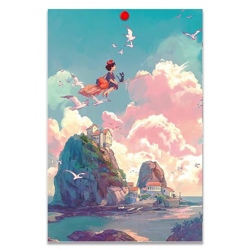 Thunwid Howls Moving Castle Poster Studio Ghibli Poster Anime Ästhetische Leinwand Poster Wandkunst Dekor Druck Bild für Wohnzimmer Dekoration 30,5 x 45,7 cm ungerahmt von Thunwid