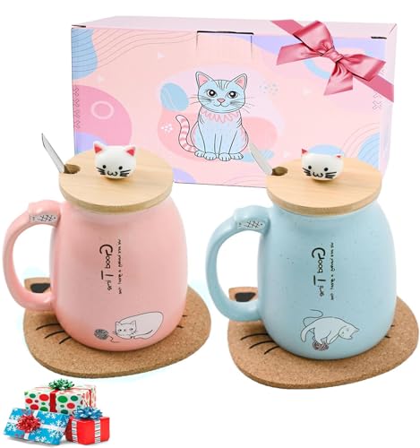 Thuro 2er-Pack Katze Becher,Kaffeetasse Set,Niedliche Morning Cup Kaffee-Milch Tee-Becher Valentinstag Becher Geschenk für Frauen,Männer,Freund,Freundin,Hochzeitsgeschenke brautpaar Thuro 2er-Pack Katze Becher,Kaffeetasse Set,Niedliche Morning Cup Kaffee-Milch Tee-Becher Valentinstag Becher Geschenk für Frauen,Männer,Freund,Freundin,Hochzeitsgeschenke brautpaar von Thuro