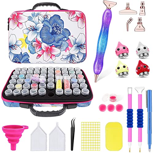 ThxMadam Diamanten Malerei Koffer Diamanten Stickerei Kit Zubehör Organizer mit 60 Aufbewahrung Kasten Behälter und Werkzeug Stift Klebstoff für 5D Art Diamond Painting für Kinder und Erwachsene von ThxMadam