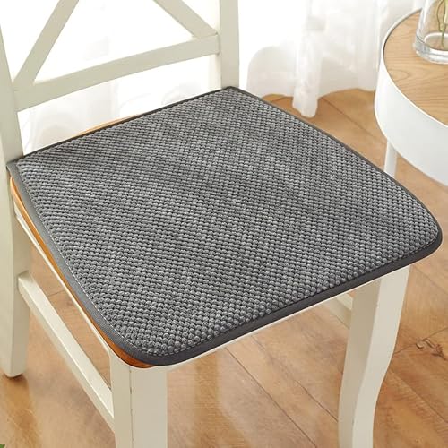 Reine Farbe Stuhlkissen Sitzkissen mit Haltebändern, Cord Sitzauflage für Innen, Anti-Rutsch, Keine Füllung, D Form Dicke 1cm,Dark Gray,45x43cm von Thxgl