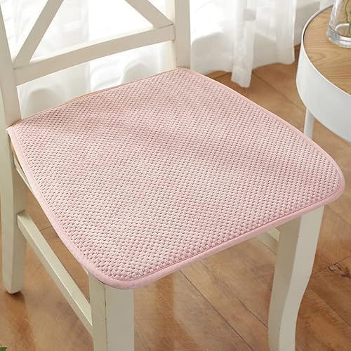 Reine Farbe Stuhlkissen Sitzkissen mit Haltebändern, Cord Sitzauflage für Innen, Anti-Rutsch, Keine Füllung, D Form Dicke 1cm,Rosa,40x38cm von Thxgl