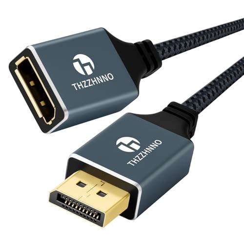 Thzzhnno DisplayPort Verlängerungskabel 0.5M, DisplayPort 4K Stecker auf Buchse Kabel Unterstützt 4K@60Hz für Gaming Monitor, Grafik von Thzzhnno