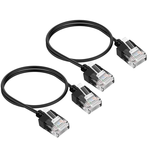 Thzzhnno Dünn RJ45 Cat6A Ethernet Kabel 2M 2 Stück,Ultraflexibles LAN Ethernet Kabel, High Speed 10Gbps 550MHz UTP Netzwerkkabel, Patchkabel für Router, Modem, Xbox, Laptop, Server von Thzzhnno