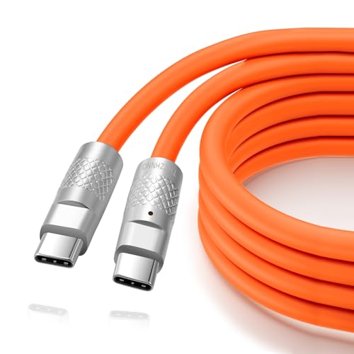 Thzzhnno Liquid Silicone USB 3.2 Gen2 20Gbps Kabel 2M, Weiche Chubby USB C auf USB C 4K@60Hz Video PD 100W Typ C für Thunderbolt 3, iPad/iphone15/pro, MacBook, Galaxy (Orange) von Thzzhnno
