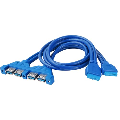 Thzzhnno USB 3.0 Frontplatte Header, Motherboard 20Pin 2 Ports Buchse auf 4 Ports USB 3.0 Buchse Mount Panel Verlängerungskabel 0.5M mit PCI-E Slot Halterung Thzzhnno USB 3.0 Frontplatte Header, Motherboard 20Pin 2 Ports Buchse auf 4 Ports USB 3.0 Buchse Mount Panel Verlängerungskabel 0.5M mit PCI-E Slot Halterung von Thzzhnno