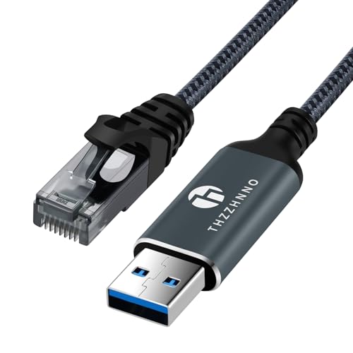 Thzzhnno USB zu Ethernet Adapter 2M, USB 3.0 A auf RJ45 Stecker, Kabel direkt angeschlossenes Gigabit-LAN-Netzwerk, kompatibel mit Laptop, PC, MacBook, Switch, Windows, MacOS, Linux Thzzhnno USB zu Ethernet Adapter 2M, USB 3.0 A auf RJ45 Stecker, Kabel direkt angeschlossenes Gigabit-LAN-Netzwerk, kompatibel mit Laptop, PC, MacBook, Switch, Windows, MacOS, Linux von Thzzhnno