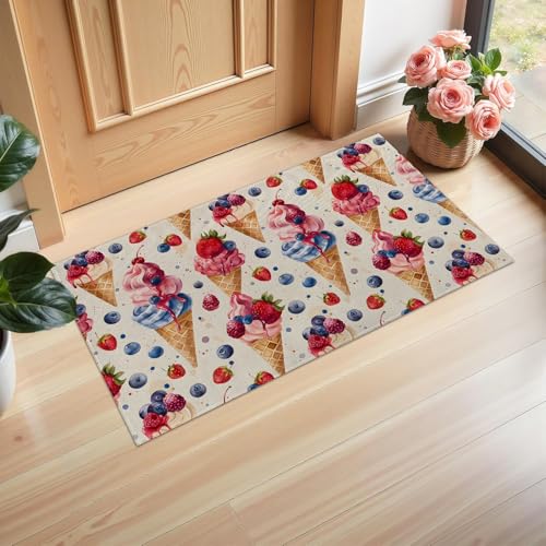 Ti Caldi Fußmatte für den Innenbereich, 75 x 43 cm, Motiv: Berry Ice Cream, Vliesstoff, süßes Dessert, Fußmatten für Eingang, Küche, Schlafzimmer, rutschfeste Bodenmatte für Heimdekoration, Geschenke Ti Caldi Fußmatte für den Innenbereich, 75 x 43 cm, Motiv: Berry Ice Cream, Vliesstoff, süßes Dessert, Fußmatten für Eingang, Küche, Schlafzimmer, rutschfeste Bodenmatte für Heimdekoration, Geschenke von Ti Caldi