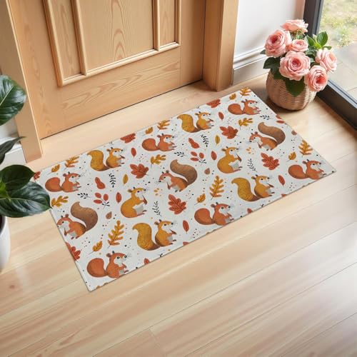 Ti Caldi Fußmatte für den Innenbereich, Motiv: Herbst-Eichhörnchen, 75 x 43 cm, Vliesstoff, niedliche Eichhörnchen-Fußmatten für Eingang, Küche, Schlafzimmer, rutschfeste Vlies-Bodenmatte für Ti Caldi Fußmatte für den Innenbereich, Motiv: Herbst-Eichhörnchen, 75 x 43 cm, Vliesstoff, niedliche Eichhörnchen-Fußmatten für Eingang, Küche, Schlafzimmer, rutschfeste Vlies-Bodenmatte für von Ti Caldi