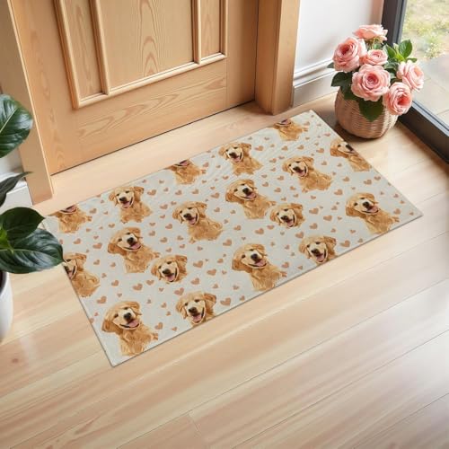 Ti Caldi Fußmatte für den Innenbereich, Motiv: lächelnder Golden Retriever, 75 x 43 cm, niedlicher Welpe, Vliesstoff, Fußmatten für Eingang, Küche, Schlafzimmer, rutschfeste Vlies-Bodenmatte für Ti Caldi Fußmatte für den Innenbereich, Motiv: lächelnder Golden Retriever, 75 x 43 cm, niedlicher Welpe, Vliesstoff, Fußmatten für Eingang, Küche, Schlafzimmer, rutschfeste Vlies-Bodenmatte für von Ti Caldi