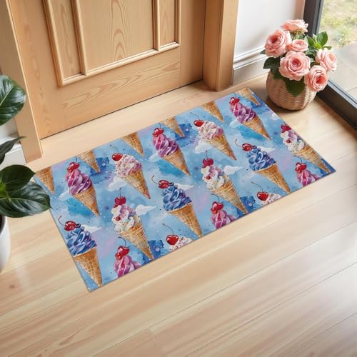 Ti Caldi Fußmatte für den Innenbereich, buntes Eis, 75 x 43 cm, lustiger Vliesstoff, Fußmatten für Eingang, Küche, Schlafzimmer, rutschfeste Bodenmatte für Heimdekoration, Geschenke von Ti Caldi