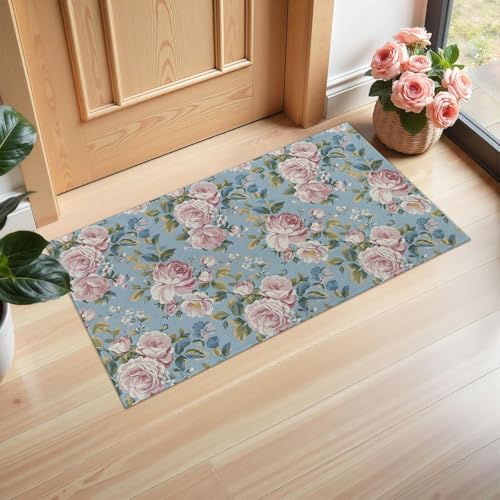 Ti Caldi Fußmatte mit Vintage-Blumenmuster, 75 x 43 cm, Pastellrose, Willkommens-Fußmatten aus Vliesstoff, für Eingang, Küche, Schlafzimmer, rutschfeste Vlies-Bodenmatte für Heimdekoration, Geschenke Ti Caldi Fußmatte mit Vintage-Blumenmuster, 75 x 43 cm, Pastellrose, Willkommens-Fußmatten aus Vliesstoff, für Eingang, Küche, Schlafzimmer, rutschfeste Vlies-Bodenmatte für Heimdekoration, Geschenke von Ti Caldi