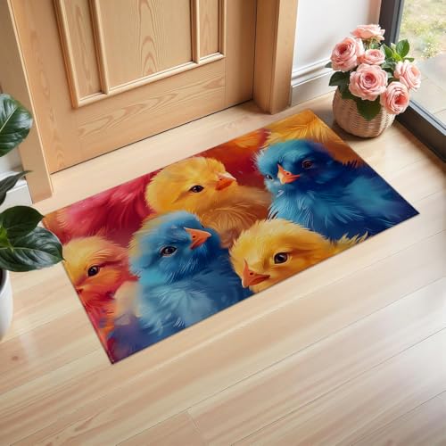 Ti Caldi Fußmatte mit buntem Küken, 75 x 43 cm, Willkommens-Vliesstoff, niedliche Küken, Fußmatten für Eingang, Küche, Schlafzimmer, rutschfeste Vlies-Bodenmatte für Heimdekoration, Geschenke Ti Caldi Fußmatte mit buntem Küken, 75 x 43 cm, Willkommens-Vliesstoff, niedliche Küken, Fußmatten für Eingang, Küche, Schlafzimmer, rutschfeste Vlies-Bodenmatte für Heimdekoration, Geschenke von Ti Caldi