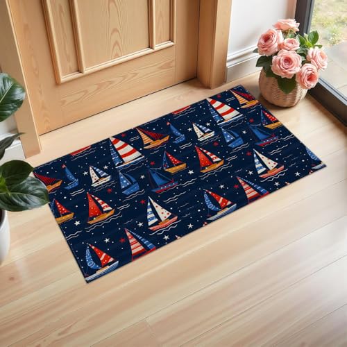 Ti Caldi Fußmatte mit nautischem Segelboot mit Sternen, 75 x 43 cm, Willkommens-Fußmatten aus Vliesstoff für Eingang, Küche, Schlafzimmer, rutschfeste Vlies-Bodenmatte für Heimdekoration, Geschenke Ti Caldi Fußmatte mit nautischem Segelboot mit Sternen, 75 x 43 cm, Willkommens-Fußmatten aus Vliesstoff für Eingang, Küche, Schlafzimmer, rutschfeste Vlies-Bodenmatte für Heimdekoration, Geschenke von Ti Caldi
