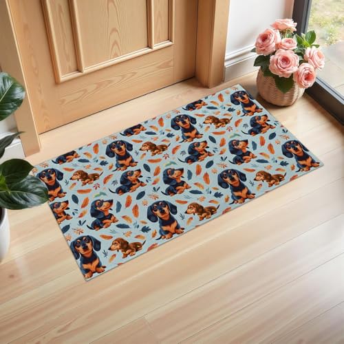 Ti Caldi Fußmatte mit niedlichem Dackel-Motiv, 75 x 43 cm, Willkommens-Vliesstoff, entzückende Welpen-Fußmatten für Eingang, Küche, Schlafzimmer, rutschfeste Vlies-Bodenmatte für Heimdekoration Ti Caldi Fußmatte mit niedlichem Dackel-Motiv, 75 x 43 cm, Willkommens-Vliesstoff, entzückende Welpen-Fußmatten für Eingang, Küche, Schlafzimmer, rutschfeste Vlies-Bodenmatte für Heimdekoration von Ti Caldi