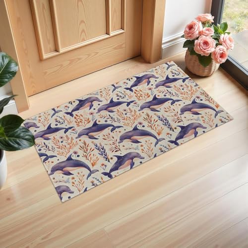 Ti Caldi Fußmatte mit süßem Delfin und Koralle, für den Innenbereich, 75 x 43 cm, eleganter Vliesstoff, Fußmatten für Eingang, Küche, Schlafzimmer, rutschfeste Vlies-Bodenmatte für Heimdekoration Ti Caldi Fußmatte mit süßem Delfin und Koralle, für den Innenbereich, 75 x 43 cm, eleganter Vliesstoff, Fußmatten für Eingang, Küche, Schlafzimmer, rutschfeste Vlies-Bodenmatte für Heimdekoration von Ti Caldi