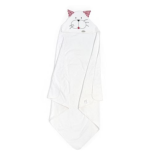 Ti TIN Baby-Bademantel aus Frottee 100% Baumwolle | Weiche und saugfähige Babytücher mit Kapuze mit Kätzchenmuster in Rot von Ti TIN