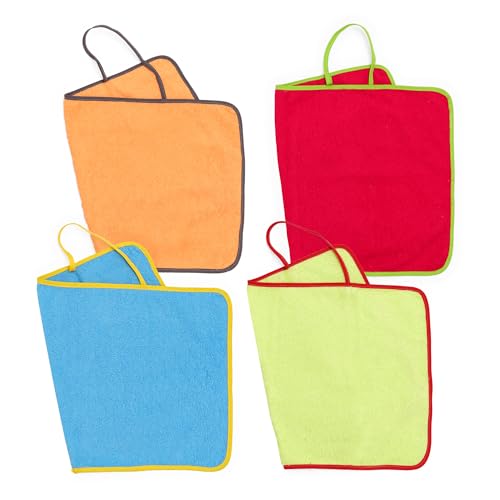 Ti TIN | Packung mit 4 Kinderhandtüchern, 40x70 cm | kleine Handtücher aus Frottee-Stoff, 90% Baumwolle, Farbe: Blau und Orange von Ti TIN