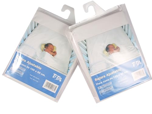 Ti Tin | 2er Packung Spannbetttücher für Kinderbett | 100% Baumwolle in weiss | Verstellbar mit Gummizug | 60x 120 cm von Ti TIN