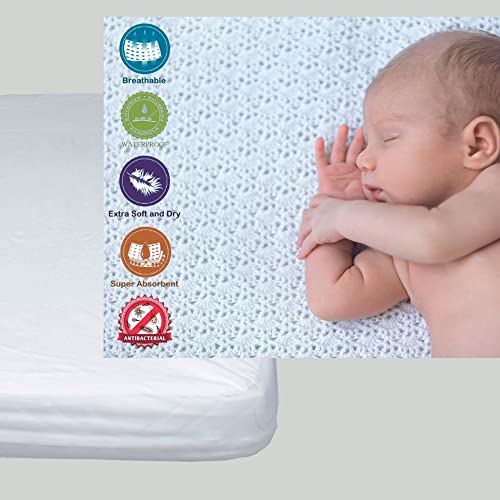 Matratzenschoner aus Baumwolle für Babykrippe | 60 x 120 cm | Wasserdicht | Atmungsaktiv | mit Gummi Verstellbar | Anti bakteriell | 1 Stück von Ti TIN