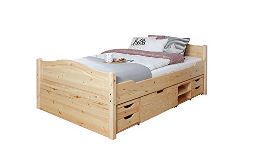 TiCAA Doppelbett Leni 140x200 mit 4er Funktionsschubkasten von TiCAA